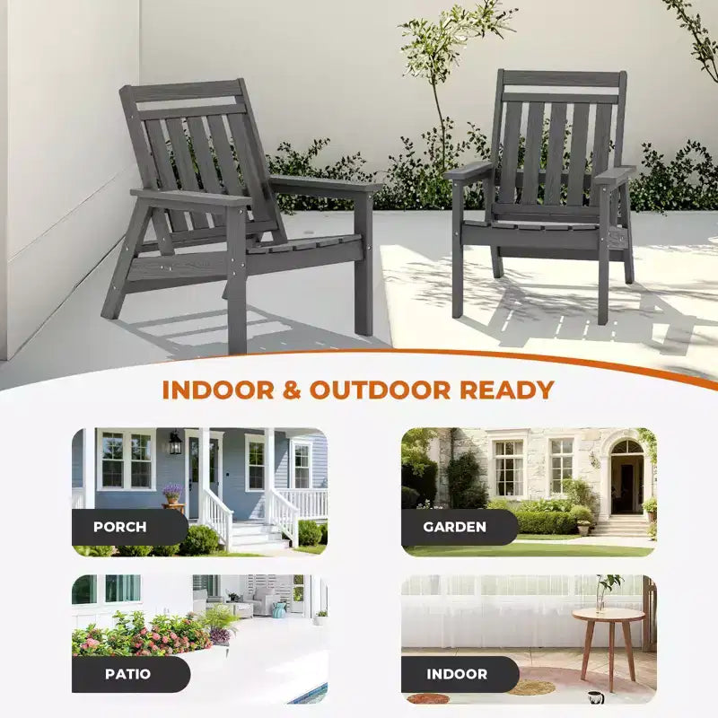 Hyleory HDPE Patio Adjustable Adirondack Chair, All Weather Outdoor Chair(2-Pack)