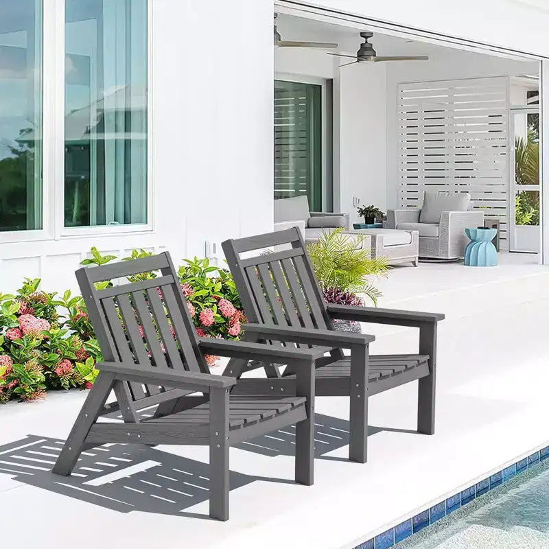 Hyleory HDPE Patio Adjustable Adirondack Chair, All Weather Outdoor Chair(2-Pack)
