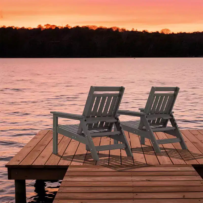 Hyleory HDPE Patio Adjustable Adirondack Chair, All Weather Outdoor Chair(2-Pack)