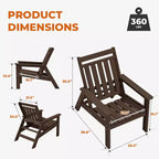 Hyleory HDPE Patio Adjustable Adirondack Chair, All Weather Outdoor Chair(2-Pack)