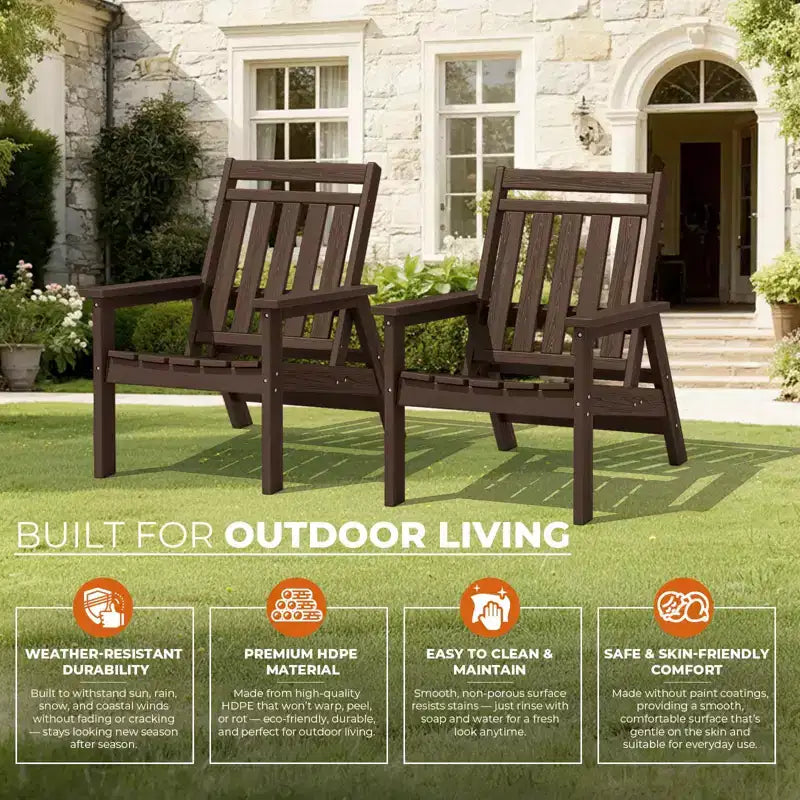 Hyleory HDPE Patio Adjustable Adirondack Chair, All Weather Outdoor Chair(2-Pack)
