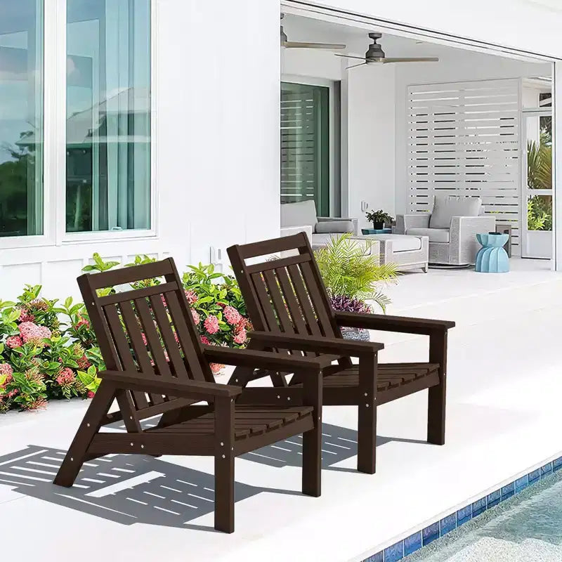Hyleory HDPE Patio Adjustable Adirondack Chair, All Weather Outdoor Chair(2-Pack)
