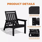 Hyleory HDPE Patio Adjustable Adirondack Chair, All Weather Outdoor Chair(2-Pack)