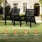 Hyleory HDPE Patio Adjustable Adirondack Chair, All Weather Outdoor Chair(2-Pack)