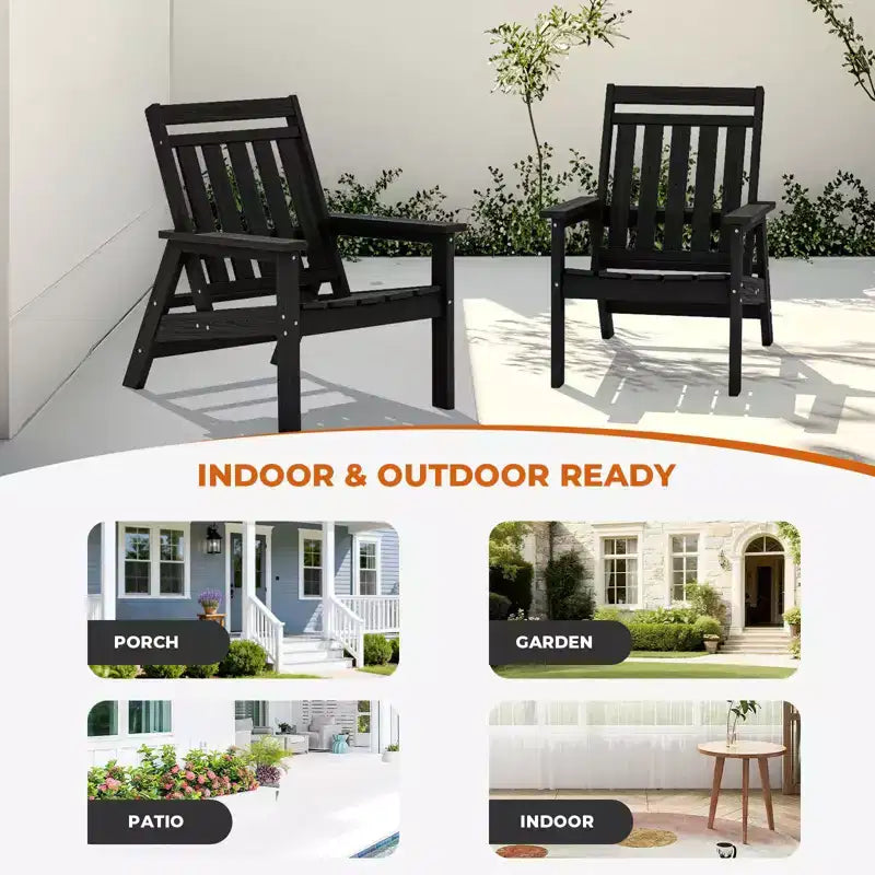 Hyleory HDPE Patio Adjustable Adirondack Chair, All Weather Outdoor Chair(2-Pack)