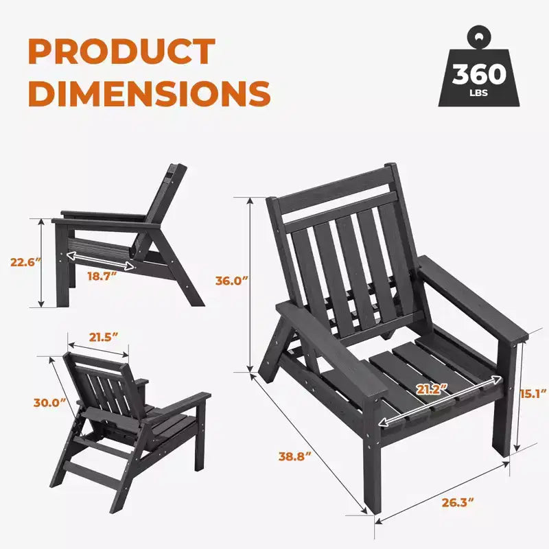 Hyleory HDPE Patio Adjustable Adirondack Chair, All Weather Outdoor Chair