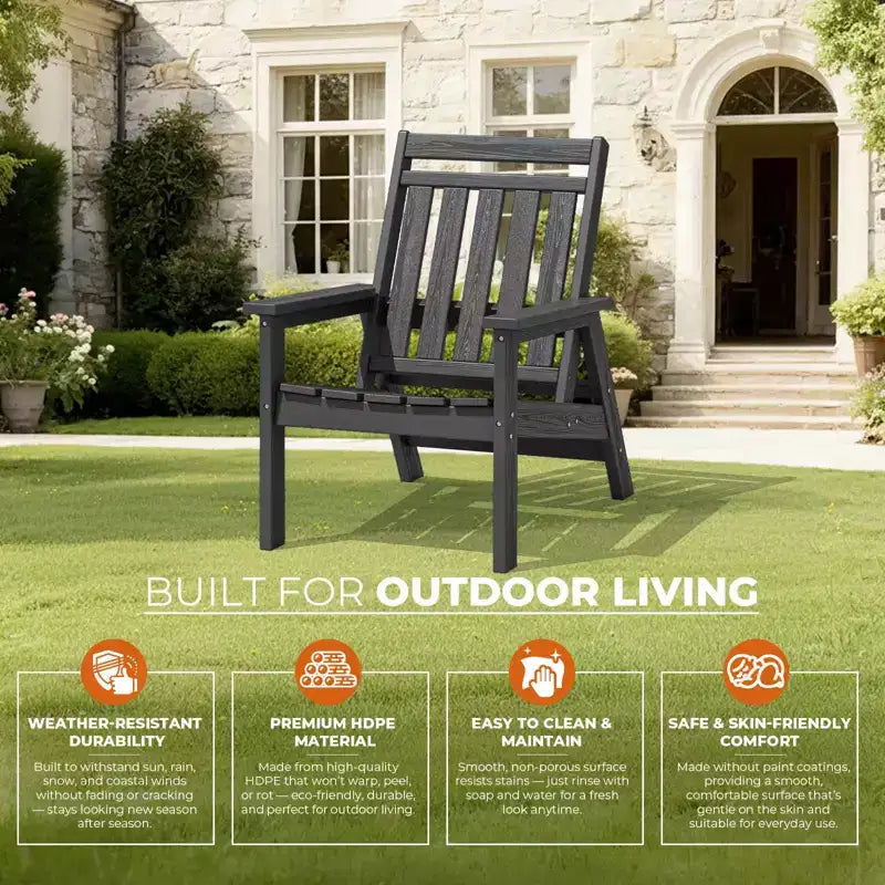 Hyleory HDPE Patio Adjustable Adirondack Chair, All Weather Outdoor Chair
