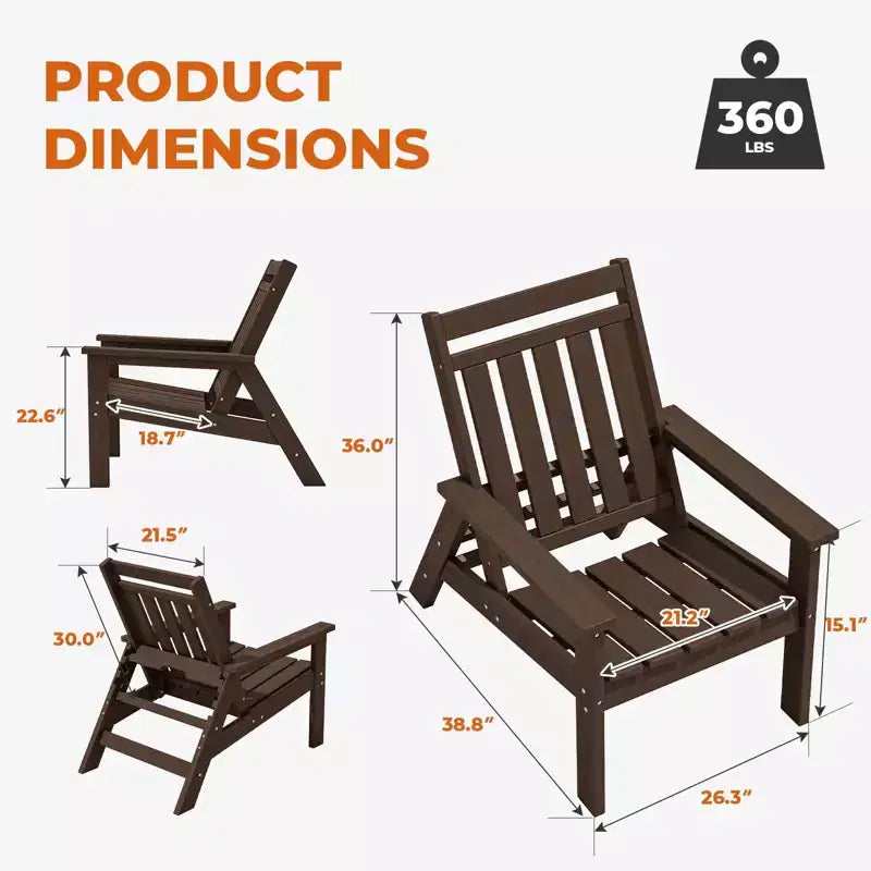 Hyleory HDPE Patio Adjustable Adirondack Chair, All Weather Outdoor Chair