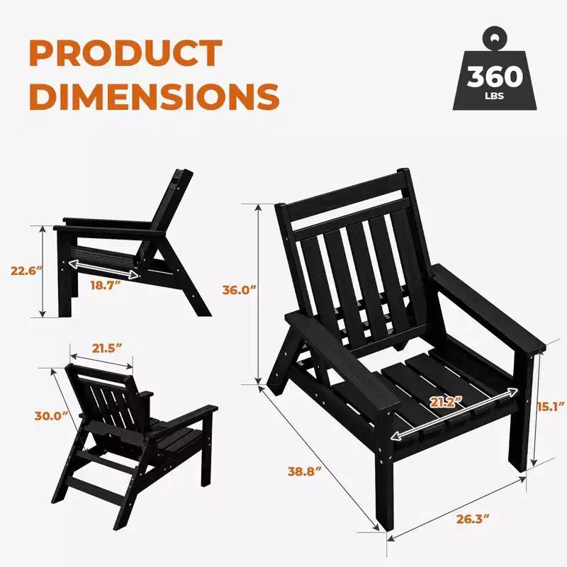 Hyleory HDPE Patio Adjustable Adirondack Chair, All Weather Outdoor Chair