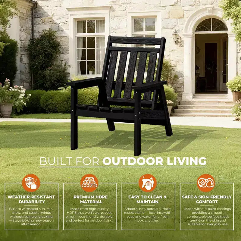 Hyleory HDPE Patio Adjustable Adirondack Chair, All Weather Outdoor Chair