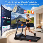 Tapis roulant per casa con inclinazione, tapis roulant pieghevole portata 136 kg, 0,96-12 km/h, controllo tramite APP, ammortizzazione, 64+3+3+1 programmi