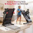 Tapis roulant per casa con inclinazione, tapis roulant pieghevole portata 136 kg, 0,96-12 km/h, controllo tramite APP, ammortizzazione, 64+3+3+1 programmi