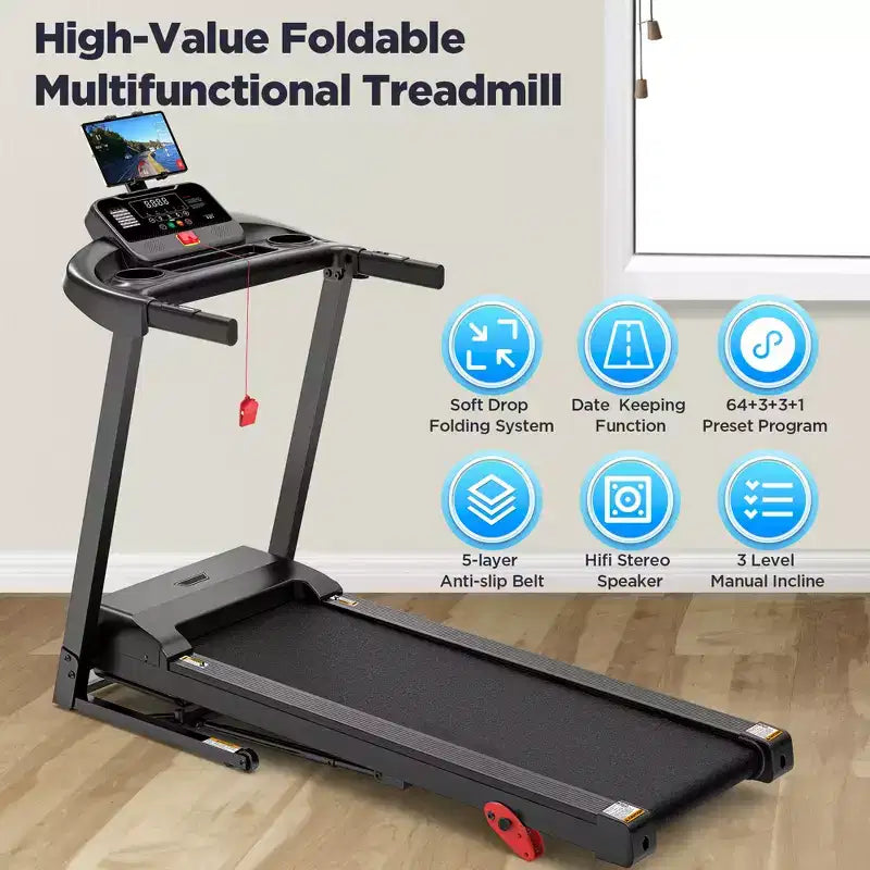 Treadmill on Sale,Treadmills Clearance, Folding Electric Running Walking Treadmill, Portable Treadmill for Home Use, 7.5 MPH, Smart Apps