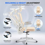 Sedia da ufficio ergonomica con schienale alto, sedia da gaming in mesh traspirante con supporto lombare regolabile e braccioli 3D