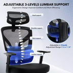 Sedia da ufficio ergonomica con schienale alto, sedia da gaming in mesh traspirante con supporto lombare regolabile e braccioli 3D