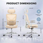Sedia da ufficio ergonomica con schienale alto, sedia da gaming in mesh traspirante con supporto lombare regolabile e braccioli 3D