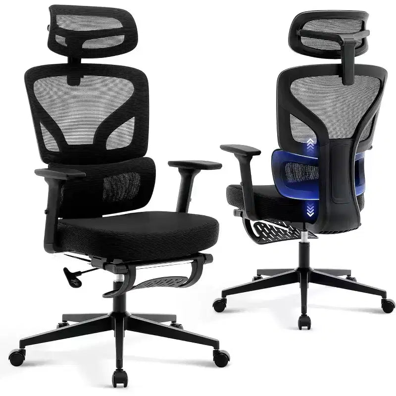 Sedia da ufficio ergonomica con schienale alto, sedia da gaming in mesh traspirante con supporto lombare regolabile e braccioli 3D