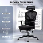 Sedia da ufficio ergonomica con schienale alto, sedia da gaming in mesh traspirante con supporto lombare regolabile e braccioli 3D