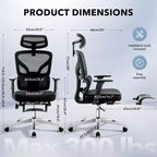 Sedia da ufficio ergonomica con schienale alto, sedia da gaming in mesh traspirante con supporto lombare regolabile e braccioli 3D