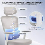 Sedia da ufficio ergonomica con schienale alto, sedia da gaming in mesh traspirante con supporto lombare regolabile e braccioli 3D