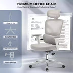 Sedia da ufficio ergonomica con schienale alto, sedia da gaming in mesh traspirante con supporto lombare regolabile e braccioli 3D