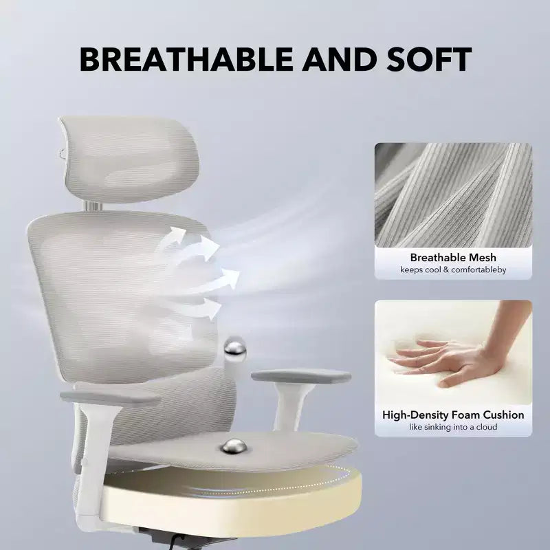 Sedia da ufficio ergonomica con schienale alto, sedia da gaming in mesh traspirante con supporto lombare regolabile e braccioli 3D