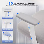 Sedia da ufficio ergonomica con schienale alto, sedia da gaming in mesh traspirante con supporto lombare regolabile e braccioli 3D