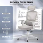Sedia da ufficio ergonomica con schienale alto, sedia da gaming in mesh traspirante con supporto lombare regolabile e braccioli 3D