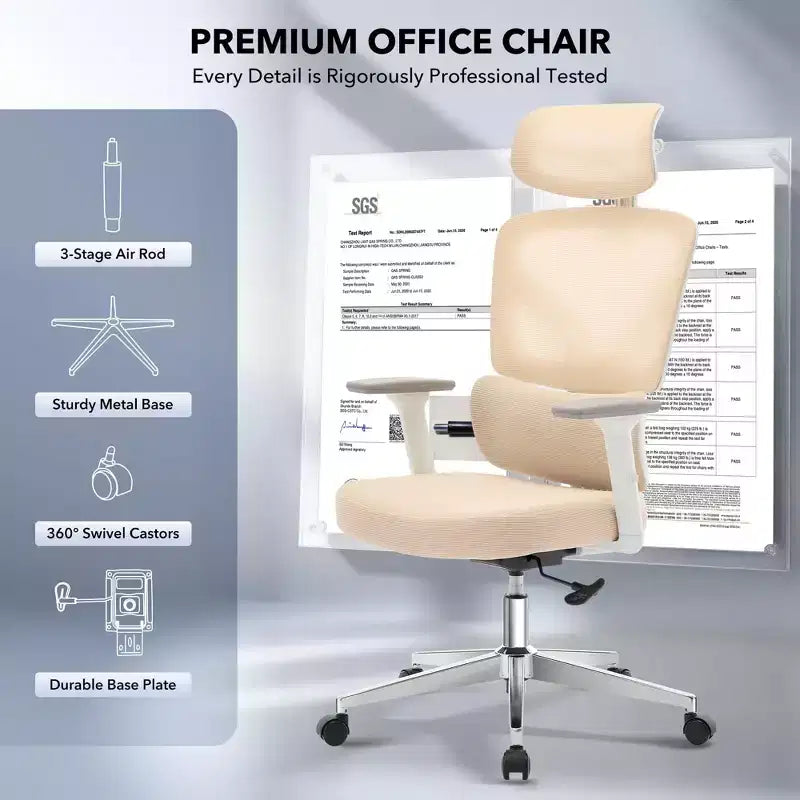 Sedia da ufficio ergonomica con schienale alto, sedia da gaming in mesh traspirante con supporto lombare regolabile e braccioli 3D