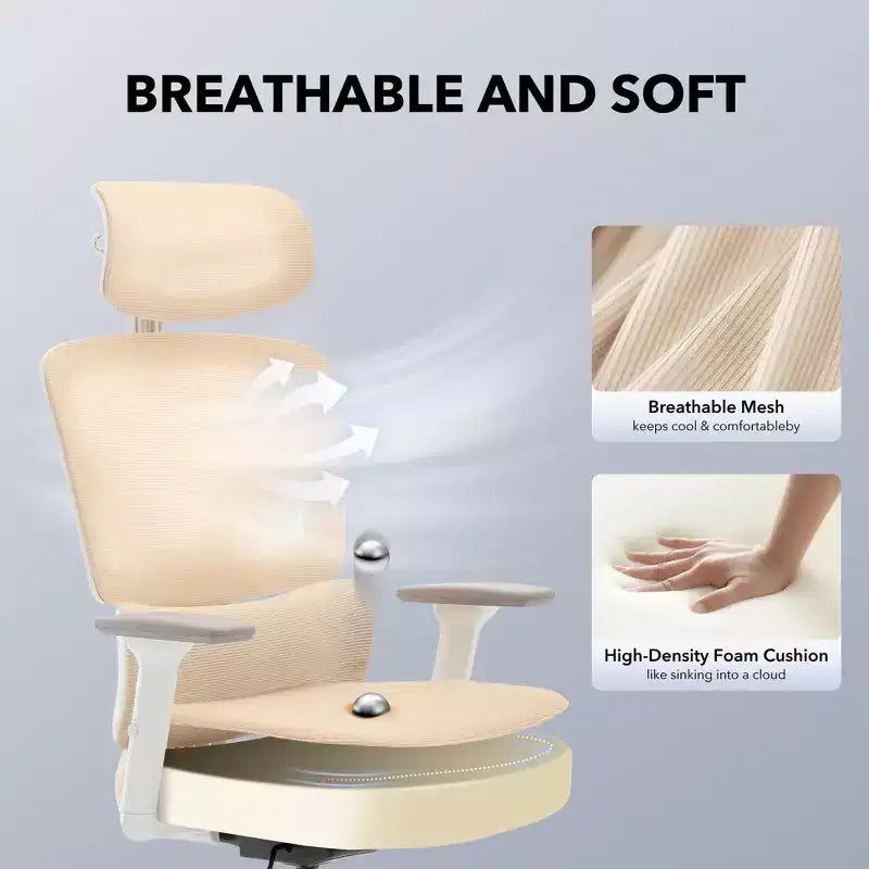 Sedia da ufficio ergonomica con schienale alto, sedia da gaming in mesh traspirante con supporto lombare regolabile e braccioli 3D