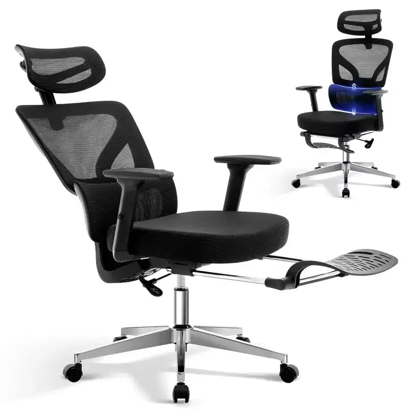 Sedia da ufficio ergonomica con schienale alto, sedia da gaming in mesh traspirante con supporto lombare regolabile e braccioli 3D