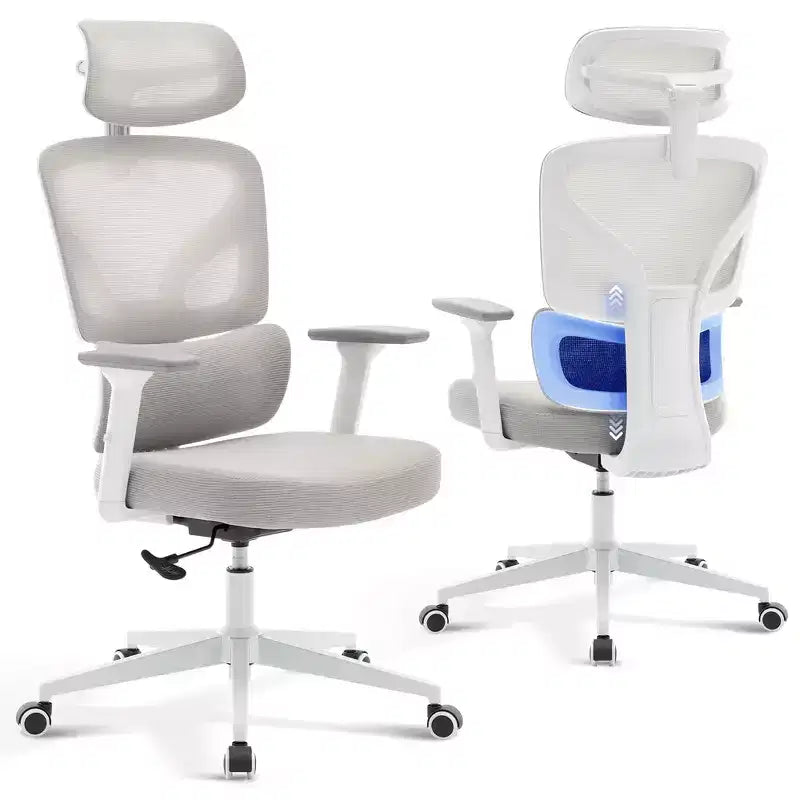 Sedia da ufficio ergonomica con schienale alto, sedia da gaming in mesh traspirante con supporto lombare regolabile e braccioli 3D