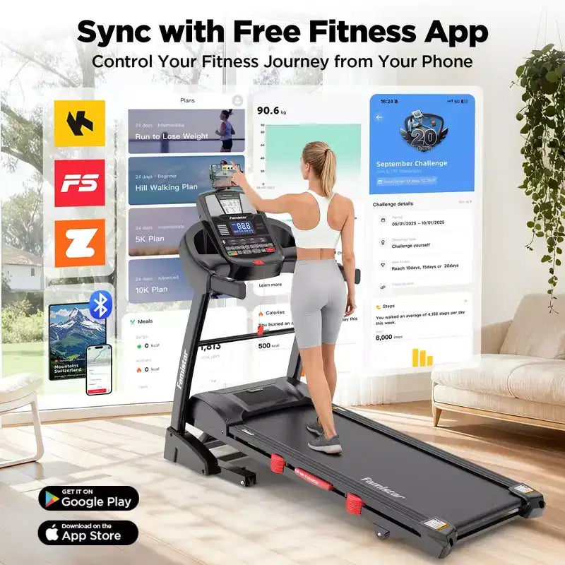 Tapis roulant pieghevole da 5.0HP per casa con 20 livelli di inclinazione automatica, APP intelligente, 300 libbre, altoparlanti Bluetooth HiFi, 64 programmi, velocità 12MPH, macchina da corsa pieghevole