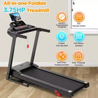 Electric Folding 3.75HP Treadmill for Home w/ Incline&APP,7.5MPH Speed,301lbs,HiFi Bluetooth Speakers,Foldable Treadmill Walking Running Machine