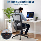 Sedia da ufficio ergonomica, sedia da scrivania regolabile in rete con supporto lombare, sedia direzionale girevole con ruote per casa, ufficio, gaming