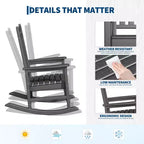 HDPE Rocking Chairs, All-Weather High Back Outdoor Rockers, Poly Lumber Patio Furniture for Porch & Garden, White
