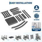 HDPE Rocking Chairs, All-Weather High Back Outdoor Rockers, Poly Lumber Patio Furniture for Porch & Garden, White