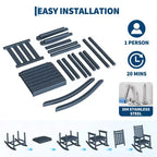 HDPE Rocking Chairs, All-Weather High Back Outdoor Rockers, Poly Lumber Patio Furniture for Porch & Garden, White