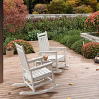 HDPE Rocking Chairs, All-Weather High Back Outdoor Rockers, Poly Lumber Patio Furniture for Porch & Garden, White
