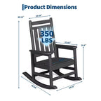 HDPE Rocking Chairs, All-Weather High Back Outdoor Rockers, Poly Lumber Patio Furniture for Porch & Garden, White