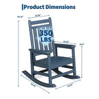 HDPE Rocking Chairs, All-Weather High Back Outdoor Rockers, Poly Lumber Patio Furniture for Porch & Garden, White