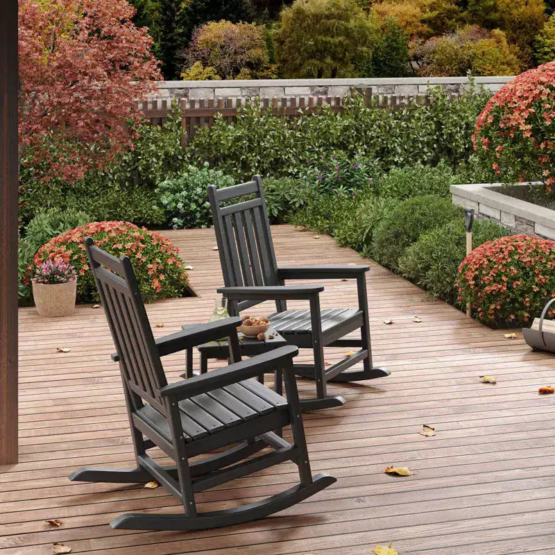HDPE Rocking Chairs, All-Weather High Back Outdoor Rockers, Poly Lumber Patio Furniture for Porch & Garden, White