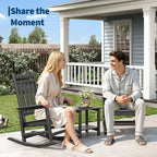 HDPE Rocking Chairs, All-Weather High Back Outdoor Rockers, Poly Lumber Patio Furniture for Porch & Garden, White