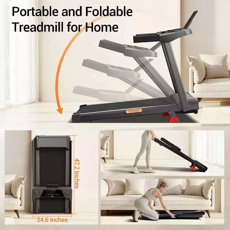 Tapis Roulant Manuale Inclinabile al 15% con Manubrio, Tapis Roulant Pieghevole con Display a 3 Schermi, Motore Silenzioso da 3.0HP, 1.0-11.3 KM/H, Tapis Roulant da Casa