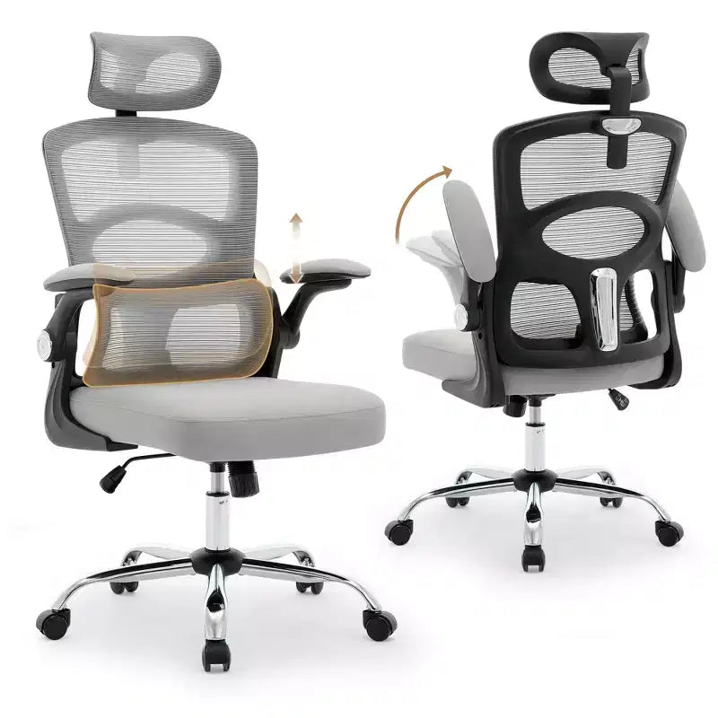Sedia da Ufficio Ergonomica - Sedia da Scrivania Alta in Rete con Poggiatesta Regolabile e Ruote - Sedia Girevole da Lavoro per Casa/Ufficio/Sala Giochi