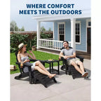 Folding Adirondack Chairs, All-Weather HDPE Outdoor Seating with Wood Texture & Cup Holders for Patio, Fire Pit, and Garden,White