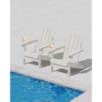Folding Adirondack Chairs, All-Weather HDPE Outdoor Seating with Wood Texture & Cup Holders for Patio, Fire Pit, and Garden,White