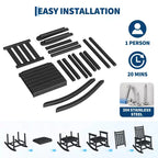 Sedia a Dondolo da Esterno, Dondolo Alto per Tutte le Condizioni Atmosferiche in HDPE e Arredamento in Poly Legno per Patio e Portico, Grigio