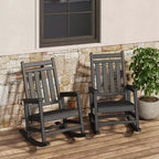 Outdoor Rocking Chair, High-Back HDPE All-Weather Rockers & Poly Lumber Furniture for Patio and Porch,Grey