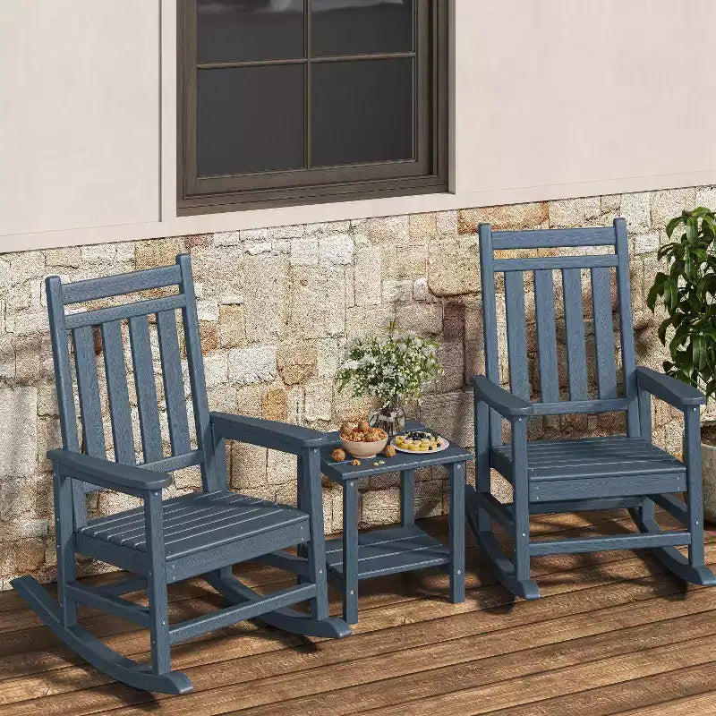 Sedia a Dondolo da Esterno, Dondolo Alto per Tutte le Condizioni Atmosferiche in HDPE e Arredamento in Poly Legno per Patio e Portico, Grigio